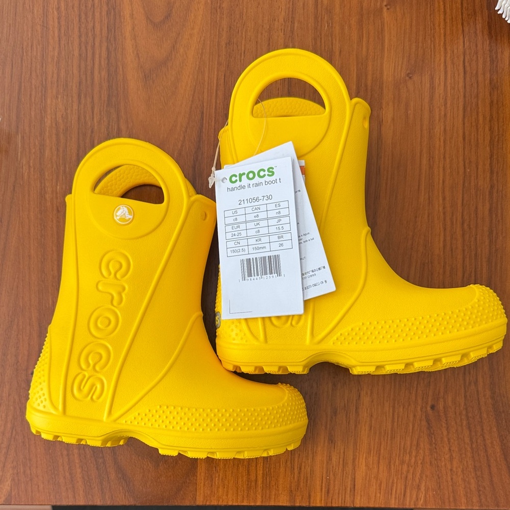 CROCS Toddler Yellow Handle-It Rain Boots